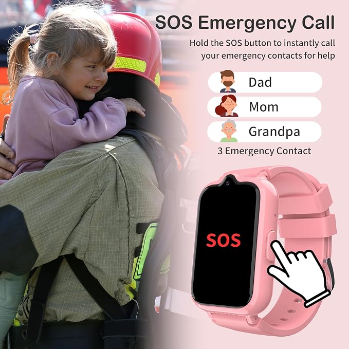 4G Kids Smart Watches Girls | GPS Watch for Kids with Video Call and Voice Chat Pedometer SOS Alarm Calculator Camera Waterproof HD Touch Screen Parental Controls, Digital Watch for Girls Age 5-12