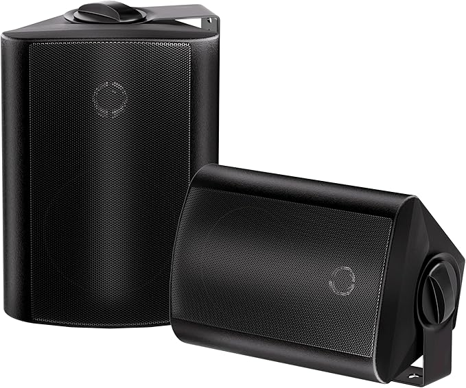 Herdio 4 Inches Passive Outdoor Speakers with 200Watt Powerful Bass Expansive Stereo Sound Coverage All-Weather Durability (Pair, Black)