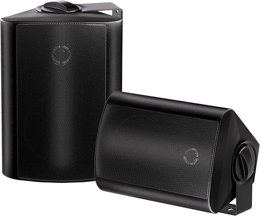 Herdio 4 Inches Passive Outdoor Speakers with 200Watt Powerful Bass Expansive Stereo Sound Coverage All-Weather Durability (Pair, Black)