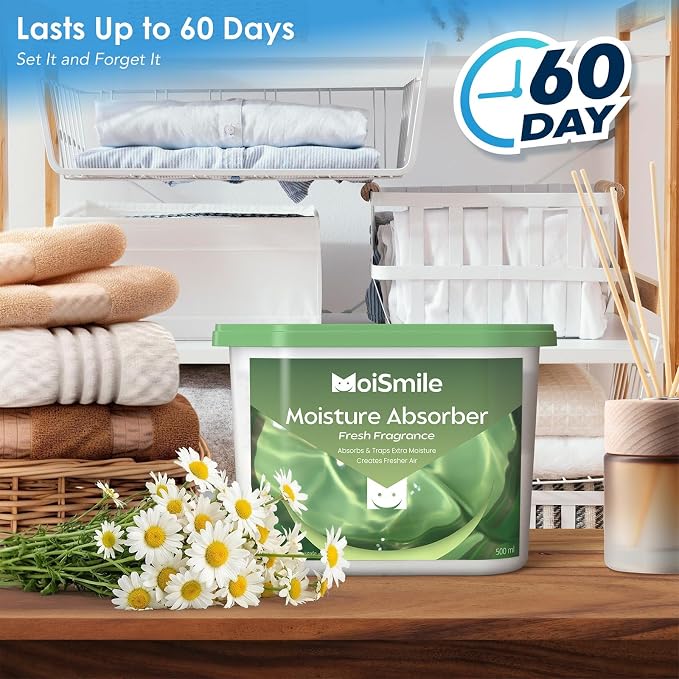 Moisture Absorbers 12 Pack, Fast Acting 10.8 Oz Humidity Absorber & Odor Eliminator, Fresh Scent, High Capacity Dehumidifier for Closet, Bathroom, Basement, Car & RV