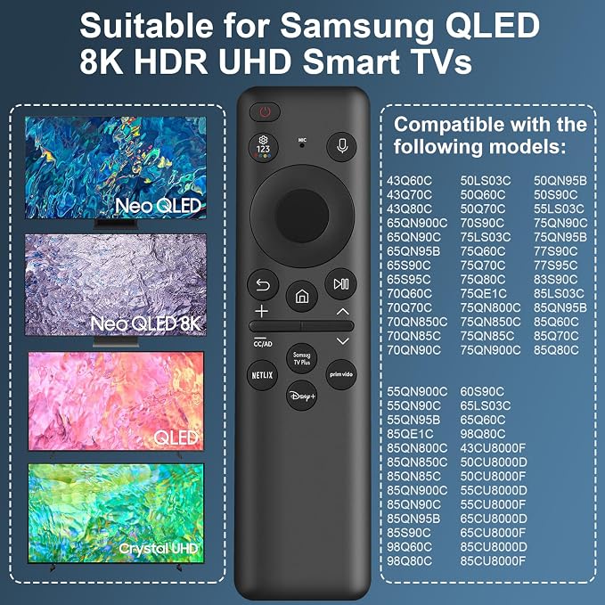 BN59-01432A Replacement Remote Control for Samsung Smart TV, Solar & USB-C Rechargeable, Universal for 2019-2026 Samsung Smart TVs with Voice Function