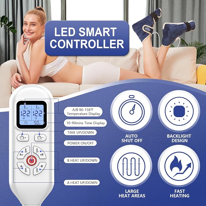 Feet Heating Pads for Women and Men, 2PCS Deep-Penetrating Electric Heated Foot Wrap for Neuropathy Pain Relief, Heating Pad for Feet Pain Relief, 86℉-158℉ & Auto Shut Off