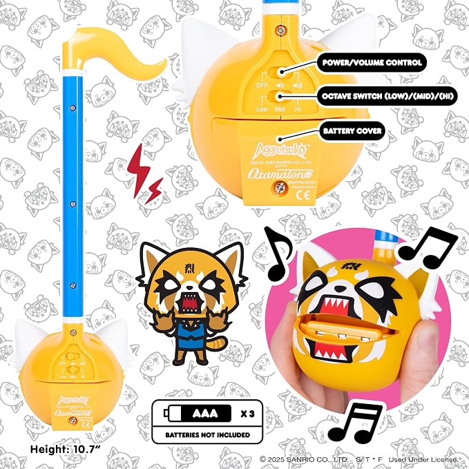 Otamatone Special Edition Sanrio (Aggretsuko - Rage) - Fun Electronic Musical Toy Synthesizer Instrument by Maywa Denki (Official Licensed) [Includes Song Sheet and English Instructions]