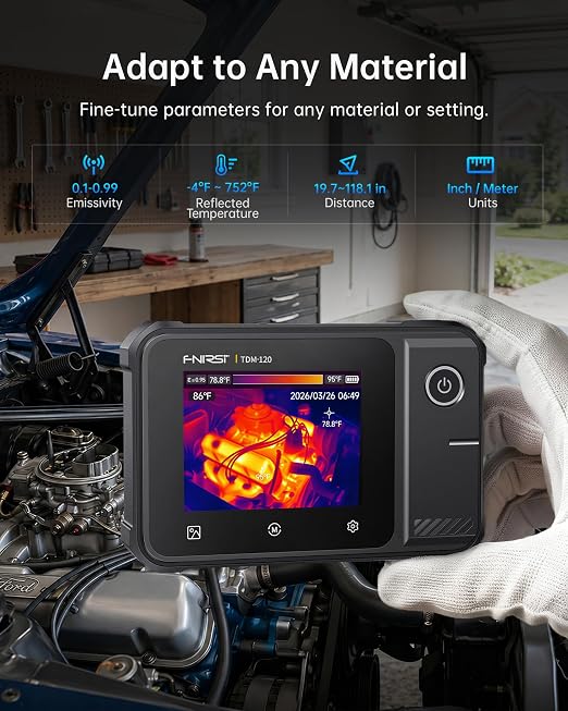 FNIRSI TDM-120 Thermal Imaging Camera, 120x90 IR Resolution, 2.8" Touchscreen Infrared Camera, -4°F to 752°F Temp Range, 25Hz Refresh Rate Handheld Thermal Imager for HVAC, Building & PCB Inspection