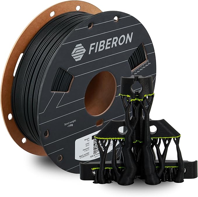 Polymaker Fiberon Black PET-GF15 3D Printer Filament 1.75mm 1KG, 15% Glass Fiber Reinforced, High Strength & Heat Resistance, Ideal for Automotive, Industrial & Functional Parts, AMS Compatible