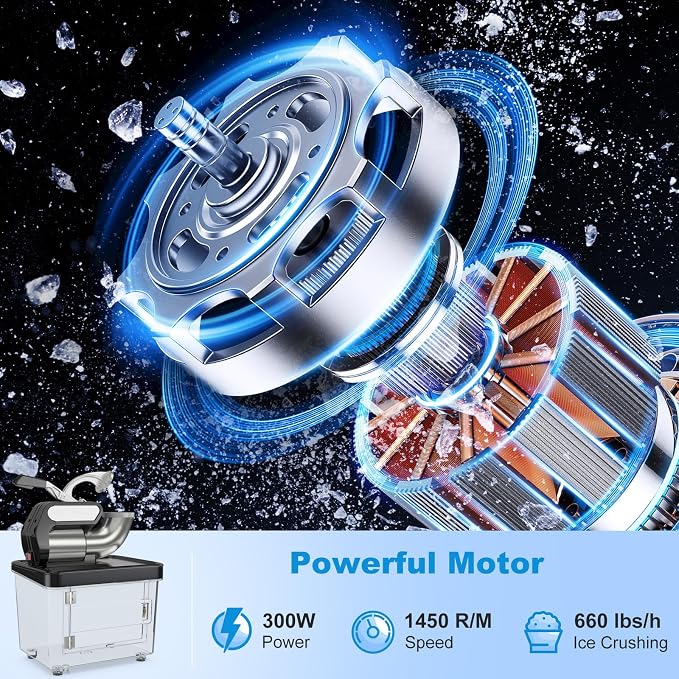 COSTWAY Electric Ice Crusher, 660 LBS/H Snow Cone Machine with Dual Blades, 300W ETL Approved Shaved Ice Machine for Home Parties, Restaurants and Bars (Black)