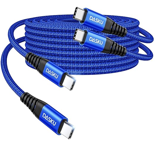 USB C to C Cable 10FT, 2 Pack USB C Cable Fast Charging 60W, USBC to USBC Cable Upgraded Extra Durable Braided USB C Cord Compatible with iPhone 17 16 15 Pro Max,Samsung Galaxy S10, LG and More-Blue