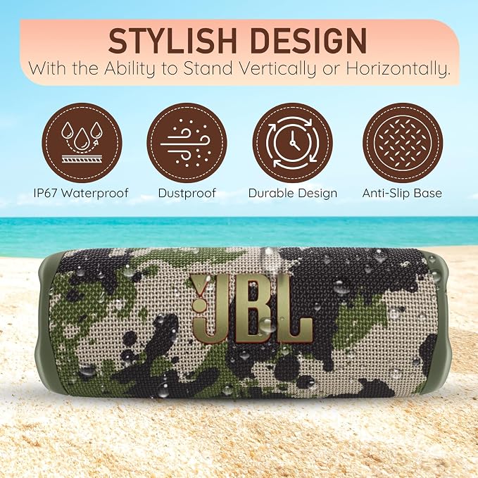 JBL Flip 6 Portable Bluetooth Wireless Speaker, IP67 Waterproof and Dustproof Built-in Battery - Black - Boomph's Comprehensive Ultimate Performance Cloth Solution for Your On-The-Go Sound Experience
