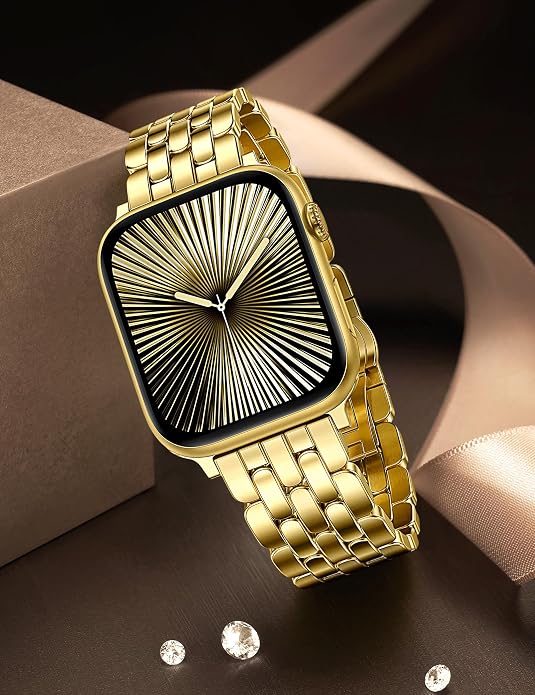 TOYOUTHS Designer Vintage Dressy Bracelet for Apple Watch Band Women 42/40/41/38/44/45/46/49mm, Stainless Steel Elegant Luxury Metal Strap for iWatch Series 11 10 9 8 7 6 5 4 SE/Ultra 3 2 1