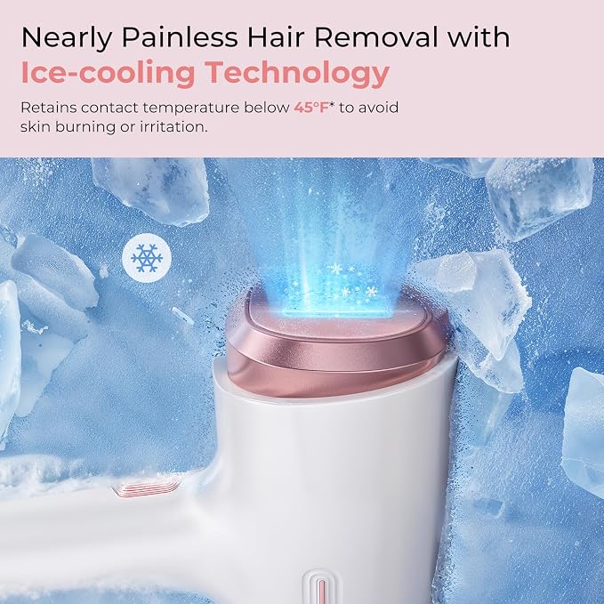 Ubroo IPL Laser Hair Removal Device, 21J Energy, 96% Hair Reduction, 41°F Ice Cooling for Women & Men, Face Bikini Underarm, Safe & Painless, At-Home Professional Results
