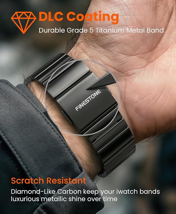 Grade 5 Titanium Band for Apple Watch Ultra 3/2/1 49mm & Series 11/10 46mm,Dual Magnetic Clasp with Adjustable Small Link,Scratch Resistant & Premium Color Matched Metal Band for Men,CRNS02