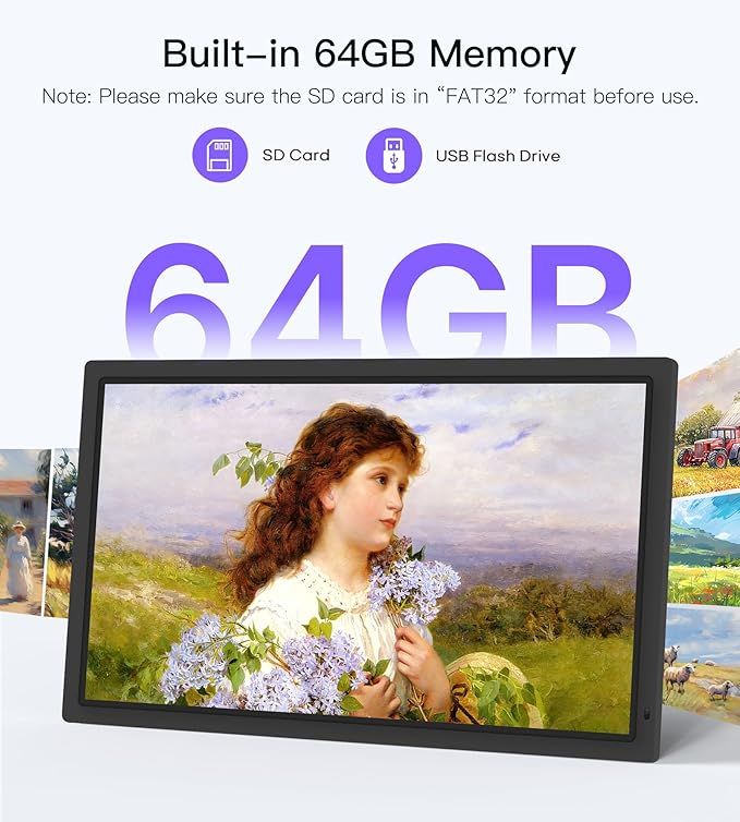 Uhale 21.5 Inch Large Digital Picture Frame WiFi with Remote Control, 1920 x 1080 FHD IPS No Touch Screen Electronic Photo Frames with 64GB, Support SD USB, Share Photos Videos Instantly