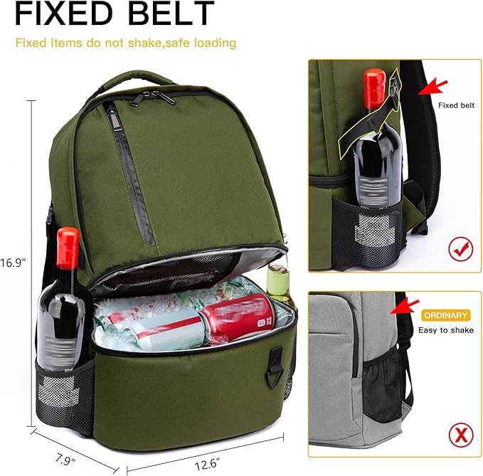 TUGUAN Insulated Cooler Backpack 38 Cans Double Deck Leakproof Lightweight Soft Lunch Backpack Small Cooler Bag Beach Picnic
