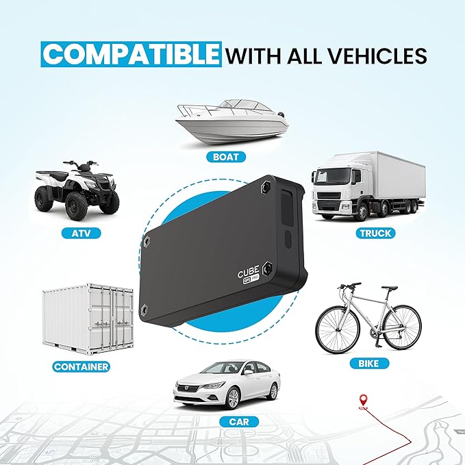 Cube Pro GPS Tracker with 4G LTE & 1 Year Battery - IP67 Waterproof Real Time GPS Tracker for Cars - Hidden Magnetic Tracking Device for Cars, Fleets, Trailers