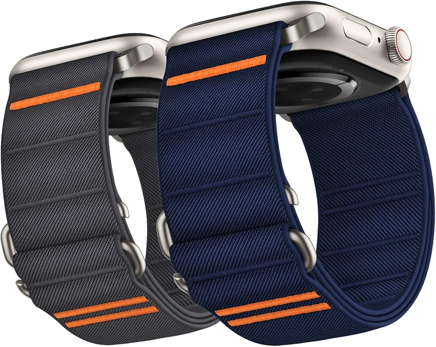 Suitisbest 2 Pack Sport Band Compatible with Apple Watch Ultra Band 49mm 46mm 45mm 44mm 42mm 41mm 40mm 38mm, Stretchy Sport Loop Strap for iWatch Series 11 10 9 8 7 6 5 4 3 2 1, SE 3 2 1, Ultra 3 2 1