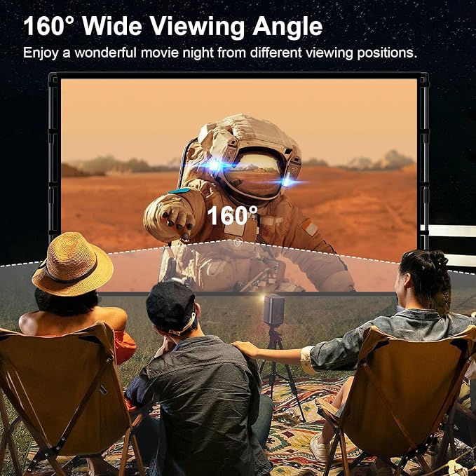 Projector Screen with Stand, TOWOND 100 inch Portable Projector Screen Black Backing, Outdoor Movie Screen 16:9 4K HD Wrinkle-Free Projection Screen with Carry Bag for Backyard Sports Viewing Parties