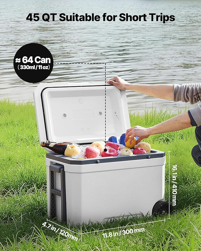VEVOR Portable Cooler,Hard Cooler with Ice Retention, Heavy-Duty Handles and Strap, Lightweight Rigid Material Insulated Portable Cooler, Suitable for Family Picnics and Short Trips