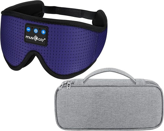 MUSICOZY Bluetooth Sleep Mask Headphones and Travel Storage Case Bundle