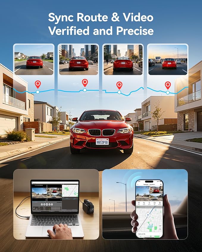 REDTIGER ZoomPix1 & Acc, Dash Cam Front and Rear, Telephoto+Wide Front Lenses for 100ft Plate Recognition, 4X Zoom, Dual STARVIS 2, 2K+1080P Recording, HDR Night Vision, 5.8GHz WiFi, Voice Control