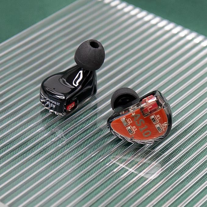 KZ AS10 Pure 5 Balanced Armature 5BA Earphone, Musician in Ear Monitor Headphone High Fidelity HiFi Headset (with Microphone, Black)…