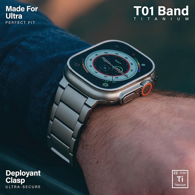 KORDIZ Titanium Watch Band T01 - Fits Apple Watch ULTRA 3 & ULTRA 2 Black (49mm) - Adjustable Titanium Apple Watch Band with Secure Clasp - Premium Color Matching Band with Comfortable grip - Replacement Wristbands for iWatch (T01 | ULTRA Black)