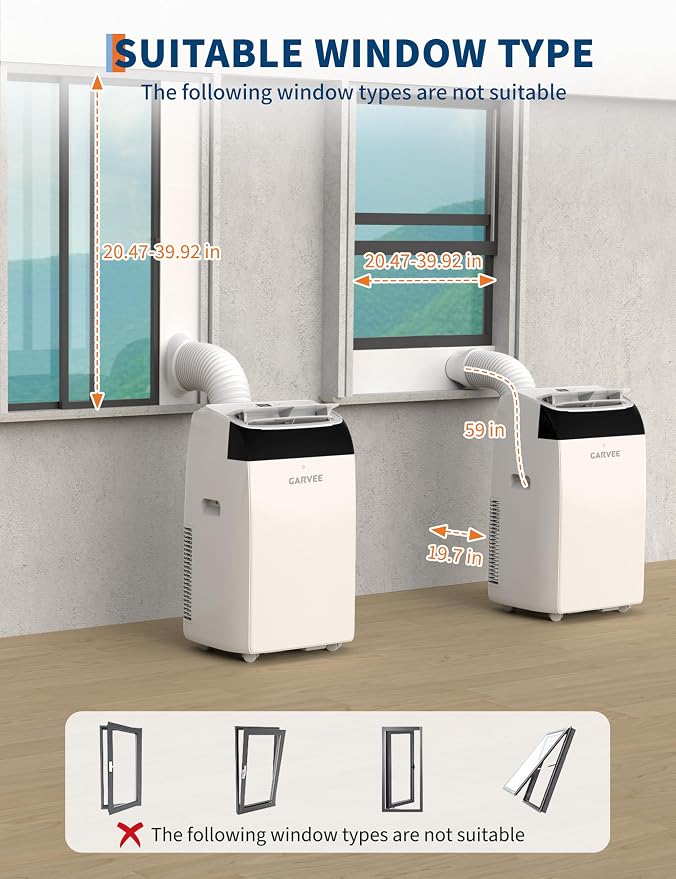 Garvee 14K BTU Portable AC 3 in 1 Follow Remote Win Kit 750 sqft Large Room