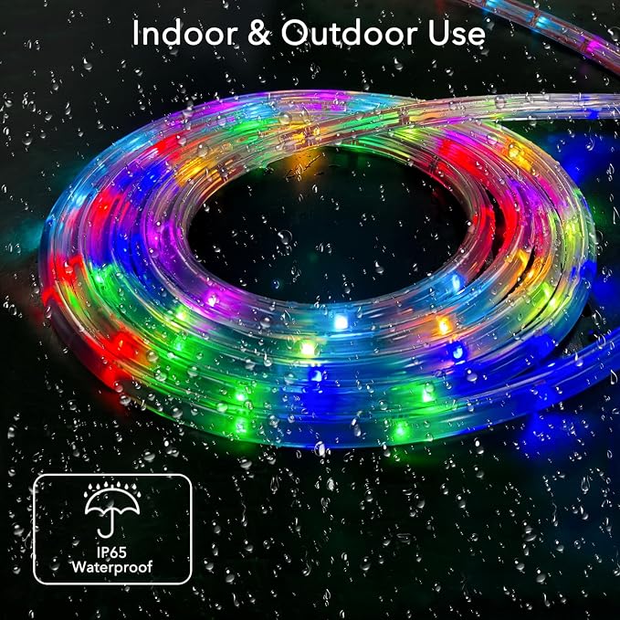 RGB Smart IC Strip Lights with APP Control, 33FT RGB+IC LED Color Changing Rope Lights Outdoor, 13MM Waterproof Neon LED Music Sync Tube Light for Bedroom Living Room Patio Christmas Hoilday