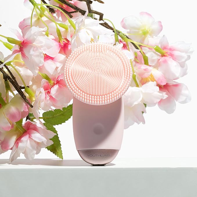 SoniGlow Silicone Face Scrubber/Facial Cleansing Brush – Electric Vibrating Skincare Scrubber Tool for Deep Pore Cleansing, Gentle Massage, Makeup Removal, Waterproof and Rechargeable (Pink)