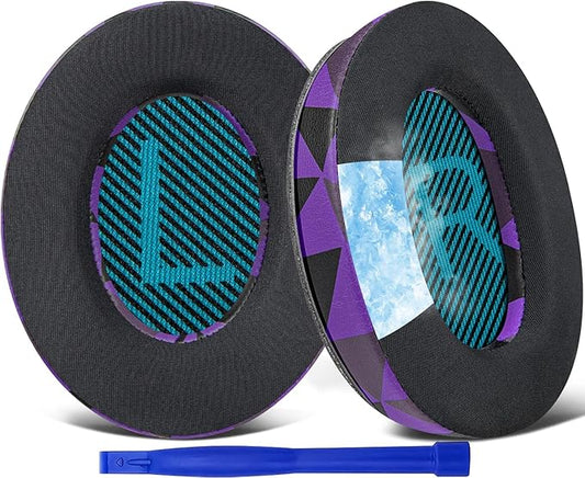SoloWIT Cooling-Gel Earpads Cushions for Bose Headphones, Replacement Ear Pads for Bose QuietComfort 15 QC15 QC25 QC2 QC35/Ae2 Ae2i Ae2w/SoundTrue & SoundLink Around-Ear & Around-Ear II - Purple Black