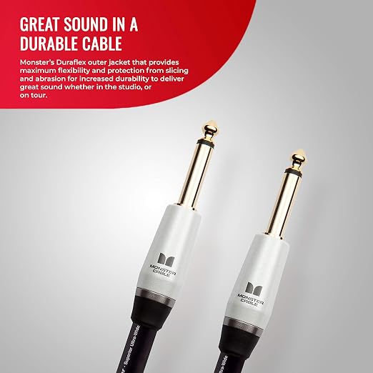 Monster Prolink Studio Pro 2000 1/4 Inch TS to 1/4 Inch TS Speaker Cable, 12 Foot, Male to Male Audio Cable for Amplifier, Guitar, Instrument, and Speaker Connections