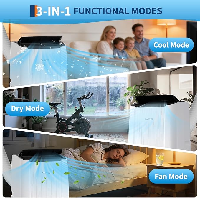 Garvee Portable Air Conditioner, 14000 BTU Portable AC Unit with Dehumidifier, Fan and Remote Control, Energy Efficient Indoor AC Conditioner for Rooms Up to 700 Sq. ft., for Bedroom