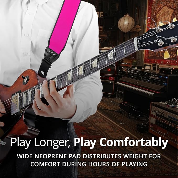 KLIQ AirCell Guitar Strap for Bass & Electric Guitar with 3" Wide Neoprene Pad and Adjustable Length