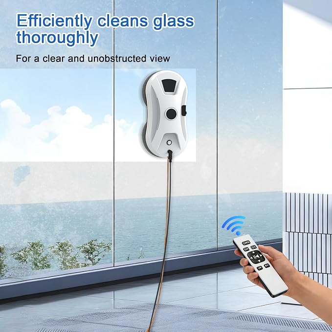Automatic Window Cleaning Robot, Smart Robot Window Cleaner | window cleaning robot inside and outside with Spray,3000Pa Suction, Intelligent Path Planning, Remote Control for High Glass