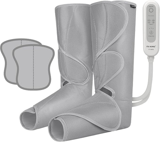 FIT KING Air Compression Leg Massager, Pneumatic Compression Boots for Circulation & Pain Relief, Swelling, Edema, RLS - Foot and Calf Massager Gift for Mom Wife
