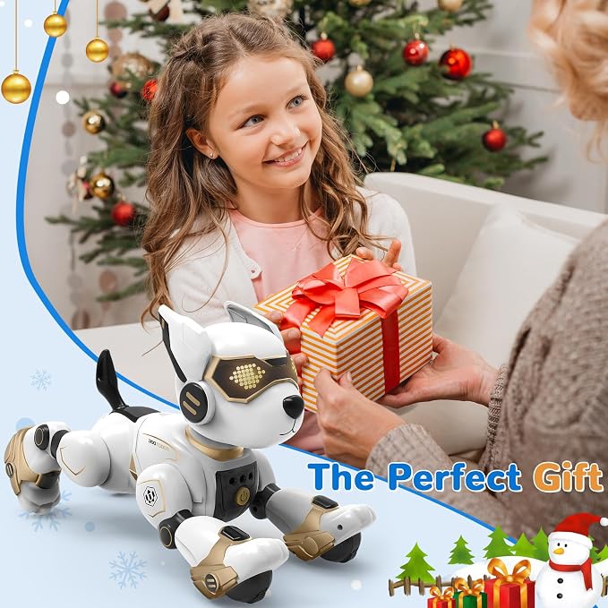 okk Robot Dog for Kids, Remote Control Dog and Touch Voice Interactive, Programmable Robot with lmitation Show, Sing Dance Electronic Pet, Smart Gesture Sensing Puppy Gift for Boys Girls