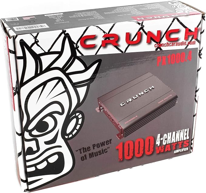 Crunch 4 Channel 1000 Watt Amp Car Truck Motor Vehicle Stereo Power Amplifier, PX 1000.4
