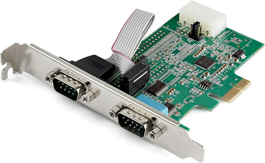StarTech.com 2-port PCI Express RS232 Serial Adapter Card - PCIe RS232 Serial Host Controller Card - PCIe to Dual Serial DB9 Card - 16950 UART - Expansion Card - Windows & Linux, TAA (PEX2S953)