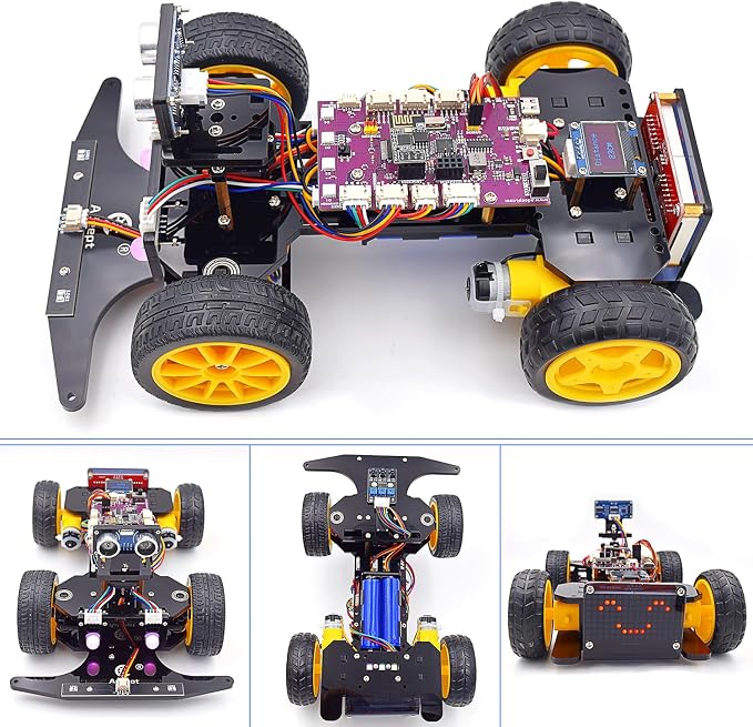 Adeept Smart Car Kit(Compatible with Arduino IDE), Line Tracking, Obstacle Avoidance, OLED Display, Ultrasonic Sensor, IR Wireless Remote Control, DIY STEM Educational Robot Car Kit
