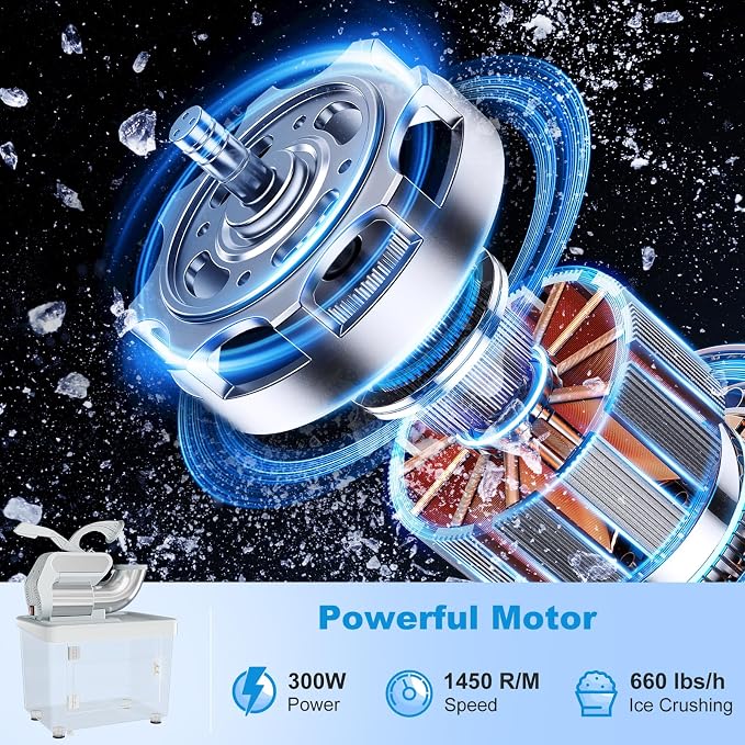 COSTWAY Electric Ice Crusher, 660 LBS/H Snow Cone Machine with Dual Blades, 300W ETL Approved Shaved Ice Machine for Home Parties, Restaurants and Bars (Gray)