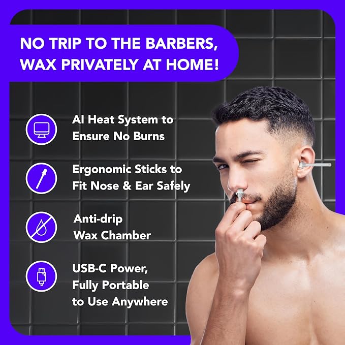 WaxxPod™ Nose Hair & Ear Hair Remover - USB Powered Waxing Kit with 24 STIX