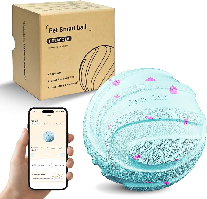 Smart Interactive Dog Toy Ball with APP Control, Automatic Moving & Bouncing Modes, E-TPU Durable Shell, USB Rechargeable Self-Rolling Pet Ball for Medium & Large Dogs