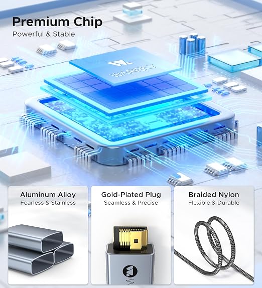 WARRKY 4K 60Hz USB C to HDMI Cable 3.3ft 2Pack [Anti-Interference Gold-Plated Plugs] Aluminum Type-C to HDMI 2.0 Cord, Thunderbolt 3/4/5 Compatible for iPhone 15/16 Series, MacBook, iMac, iPad, Galaxy