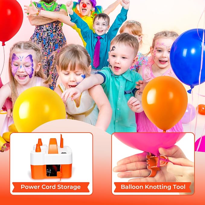 ETENWOLF Electric Balloon Pump for All Balloons 110V 600W Balloon Blower for Party Metalic Latex 260q Foil Balloons, Balloon Inflator for Birthday Decorations