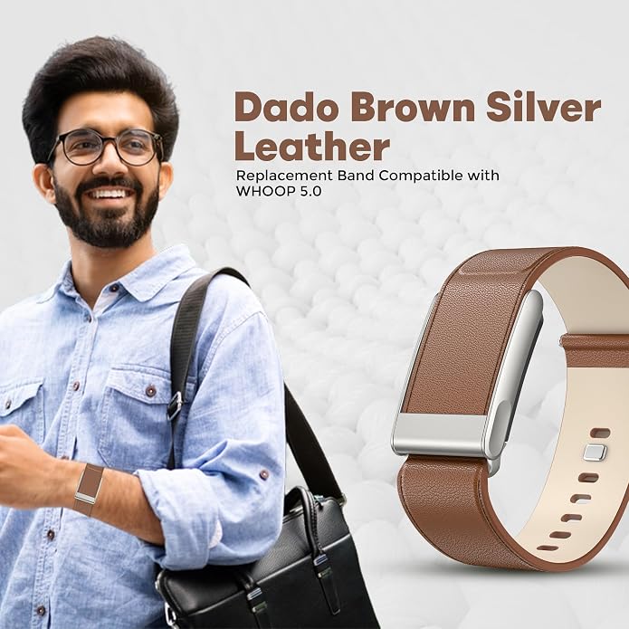 DADO Luxe Tapered Leather Replacement Band Compatible with WHOOP 5.0, One, Peak, and Life Fitness Tracker – Durable & Comfortable | Not for Whoop Gen 4