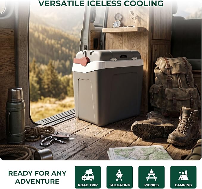 Koolatron 12V Iceless Cooler & Warmer – Portable 26 qt Electric Cooler/Nevera Portátil Eléctrica for Car Truck Camper Boat Hard Sided Mini Fridge for Camping Picnic Travel Lunch Food Drinks Office
