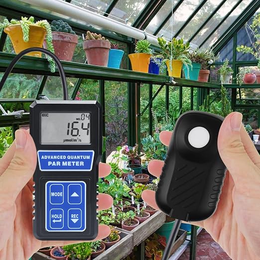 Par Meter High Precision PPFD Meter, Par Meter for led Grow Lights 400-700nm Wavelengths Par Light Meter with Data Logging, Calibration Function, PPFD Meter for LED Grow Light, Greenhouse, Plants