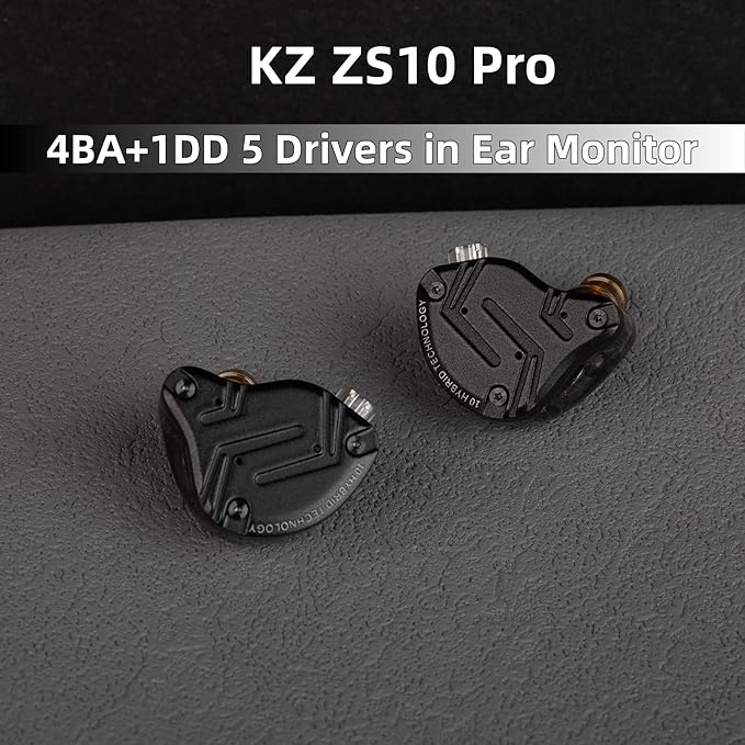 KZ ZS10 PRO in Ear Monitor Headphones, 4BA+1DD 5 Hybrid Driver Gaming Earbuds Wired Earphones, HiFi Clarity Sound Immersive Bass IEMs for Gaming Musician Singer Audiophile (Blue Without Microphone)