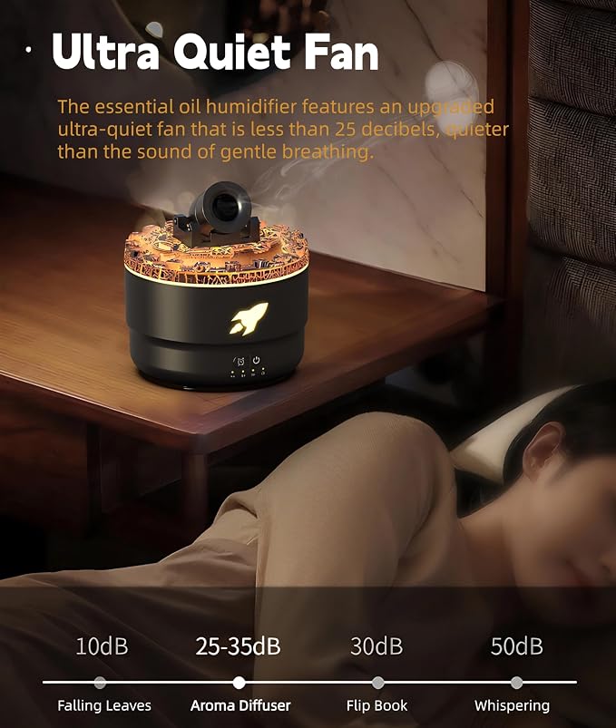 Aromatherapy Diffuser Humidifiers, Volcano Turret Creative Smoke Rings Humidifiers with Color LED Light, Ultra Quiet Cool Mist Essential Oil Diffuser for Bedroom Home Office