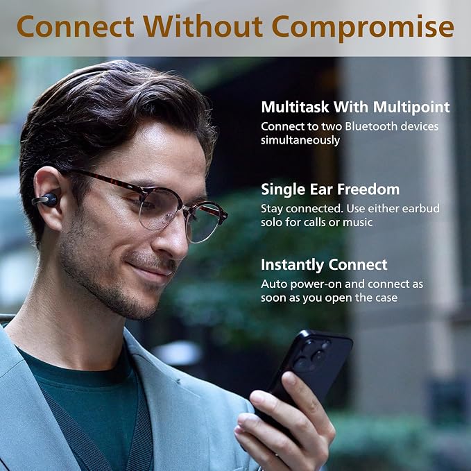 JVC Nearphones Open Ear True Wireless Headphones - Open Ear Earbuds - Bluetooth 5.3-24H Playback - IPX4 Water Resistant - Built-in Mic - Awareness & Comfort - Ear Clip Earbuds - HANP1T