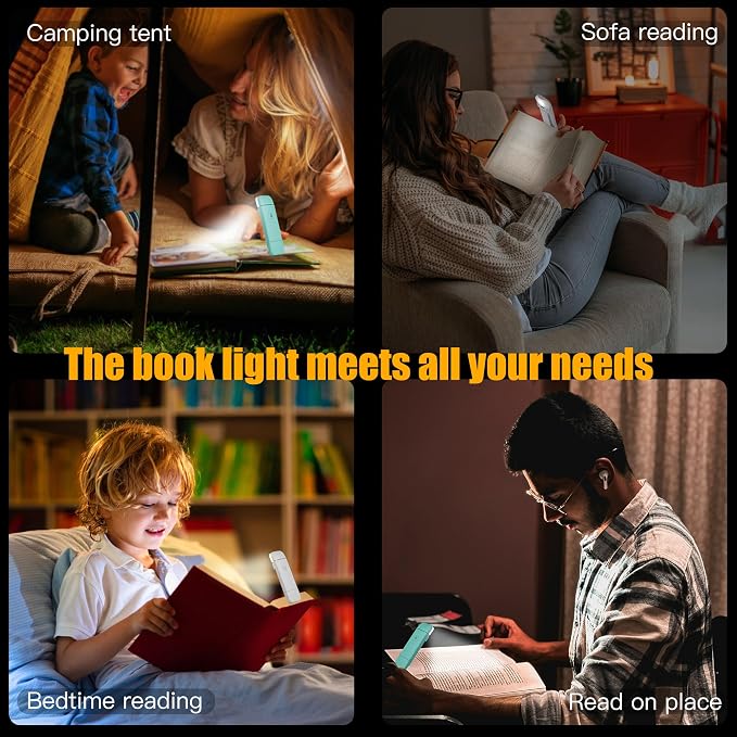 KunHe 10 Pack USB Rechargeable Book Light Bulk for Reading at Night in Bed LED Reading Lights with Clip for Kids & Adults Bulk Gift for Book Lovers